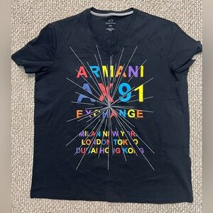 Armani Exchange Black V-Neck Tee